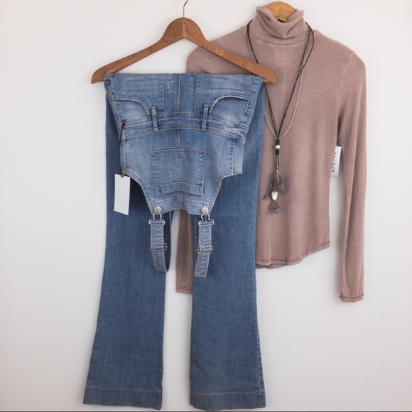 Kendall & Kylie Denim - Kendall & Kylie • Confused Wash Flare Overalls